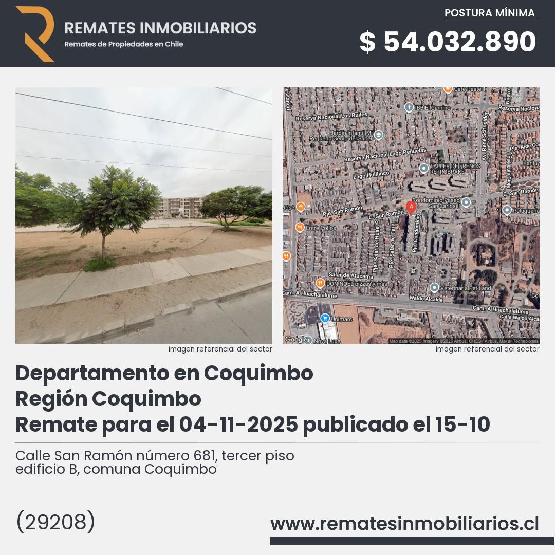 Imagen ficha Calle San Ramón número 681, tercer piso edificio B, comuna Coquimbo