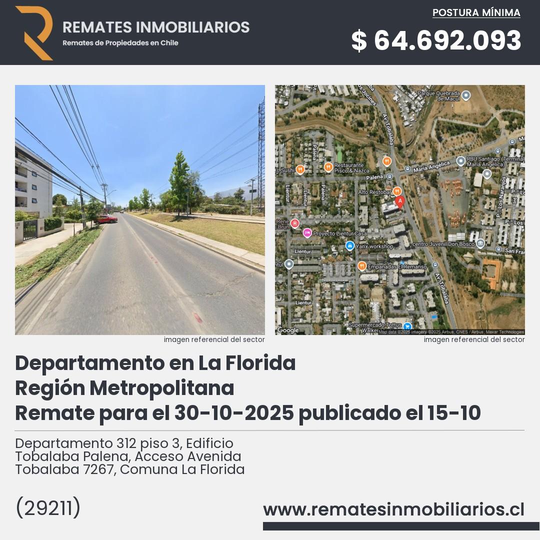 Imagen ficha Departamento 312 piso 3, Edificio Tobalaba Palena, Acceso Avenida Tobalaba 7267, Comuna La Florida