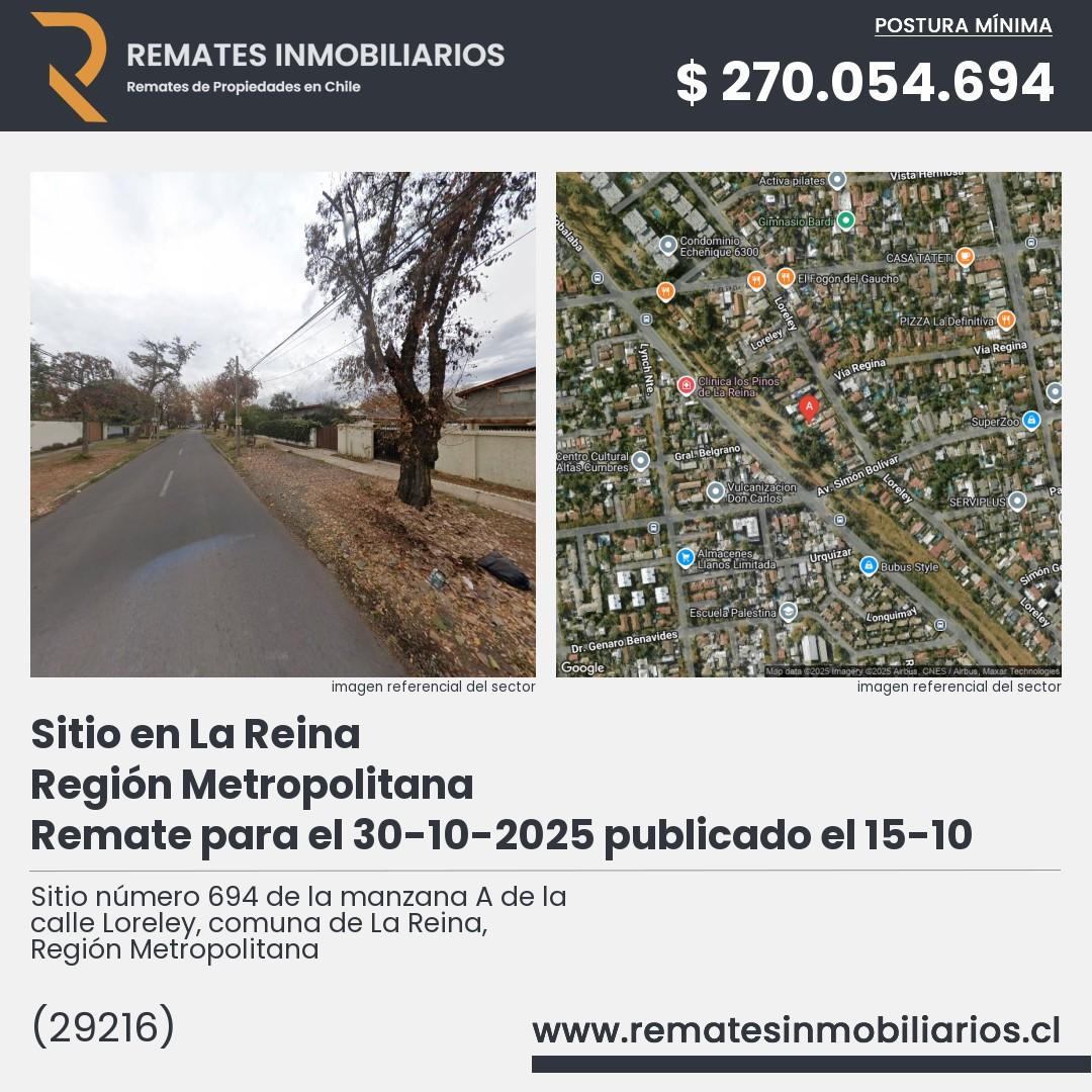 Imagen ficha Sitio número 694 de la manzana A de la calle Loreley, comuna de La Reina, Región Metropolitana