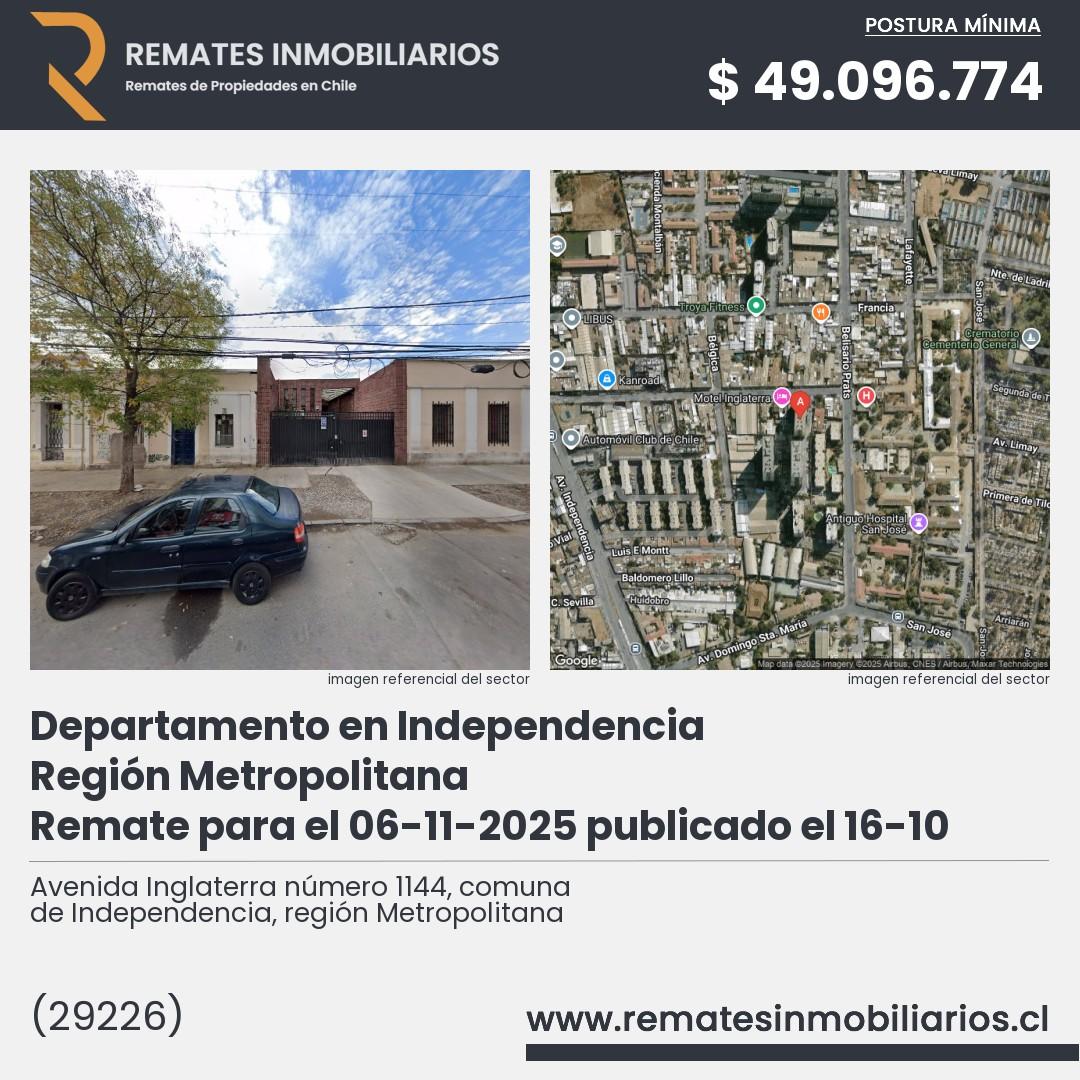 Imagen ficha Avenida Inglaterra número 1144, comuna de Independencia, región Metropolitana