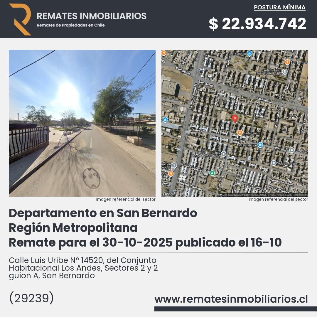 Imagen ficha Calle Luis Uribe N° 14520, del Conjunto Habitacional Los Andes, Sectores 2 y 2 guion A, San Bernardo
