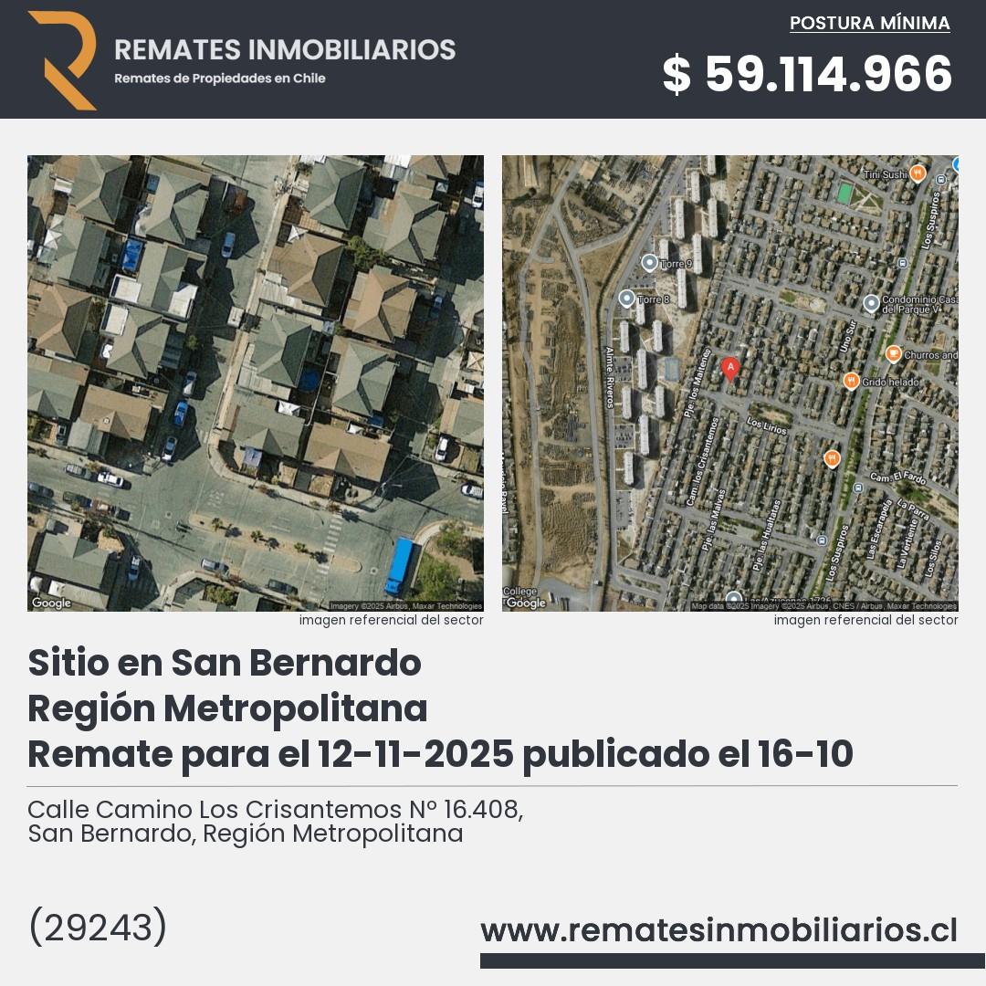 Imagen ficha Calle Camino Los Crisantemos Nº 16.408, San Bernardo, Región Metropolitana