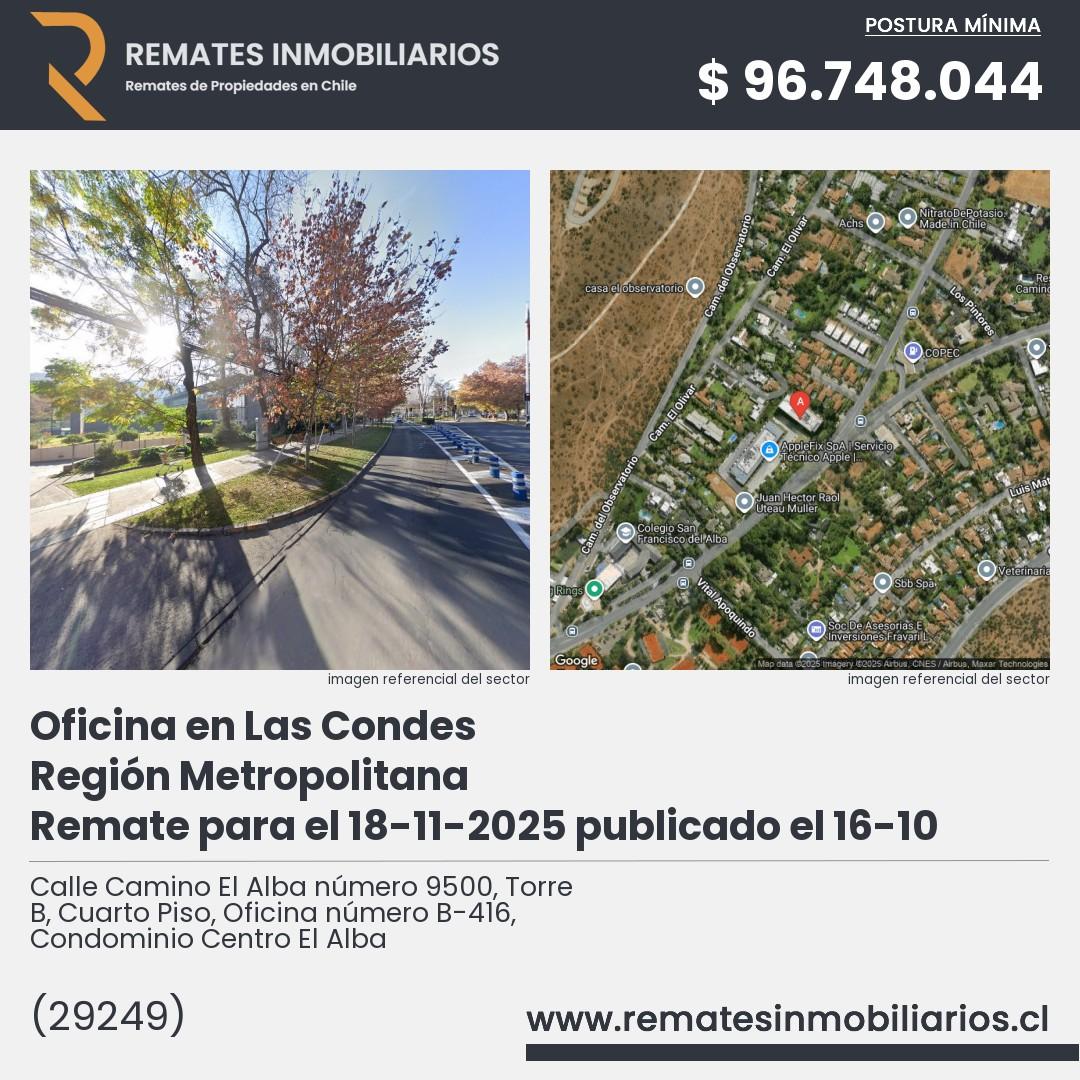 Imagen ficha Calle Camino El Alba número 9500, Torre B, Cuarto Piso, Oficina número B-416, Condominio Centro El Alba