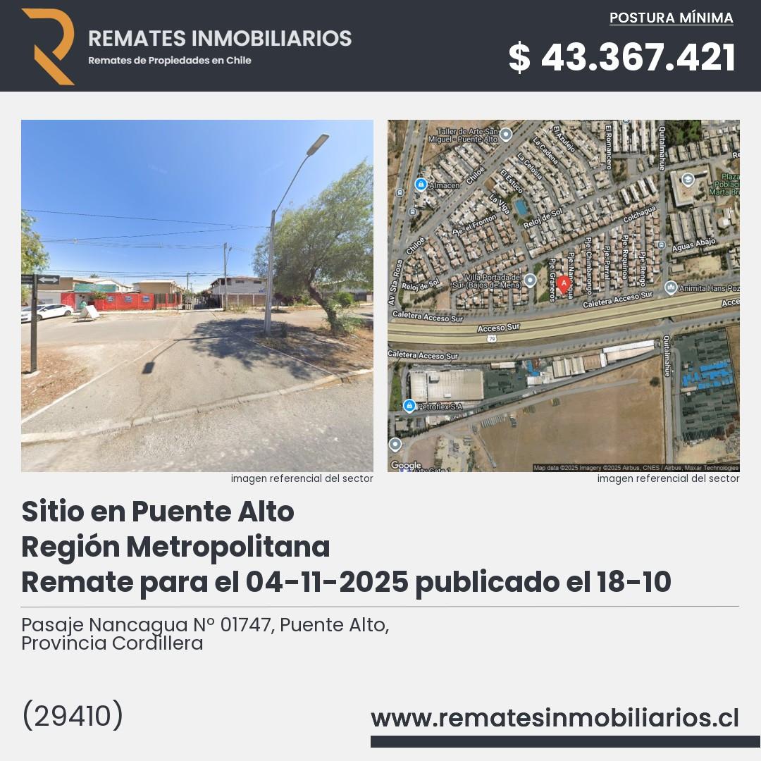 Imagen ficha Pasaje Nancagua Nº 01747, Puente Alto, Provincia Cordillera