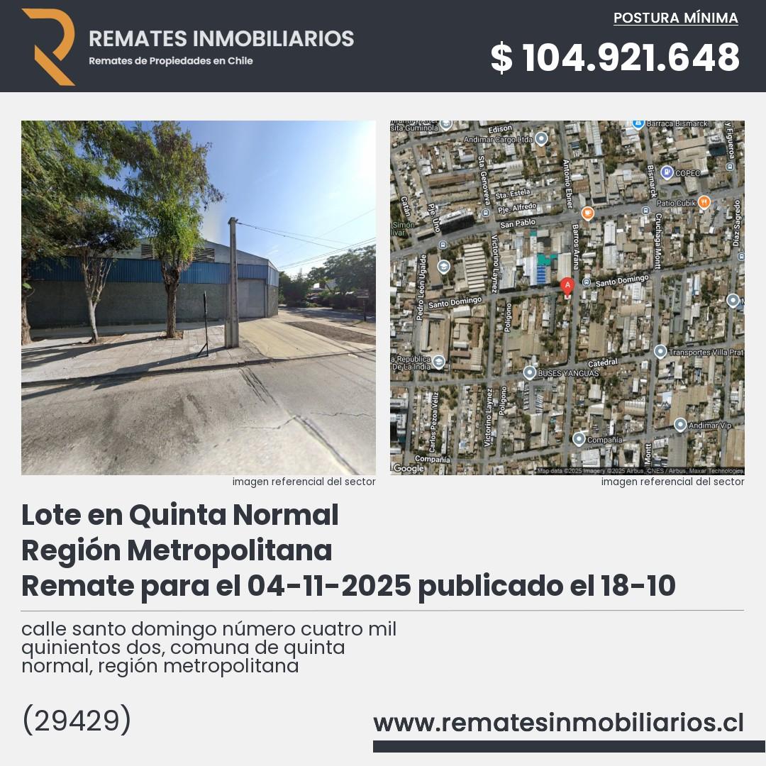 Imagen ficha calle santo domingo número cuatro mil quinientos dos, comuna de quinta normal, región metropolitana