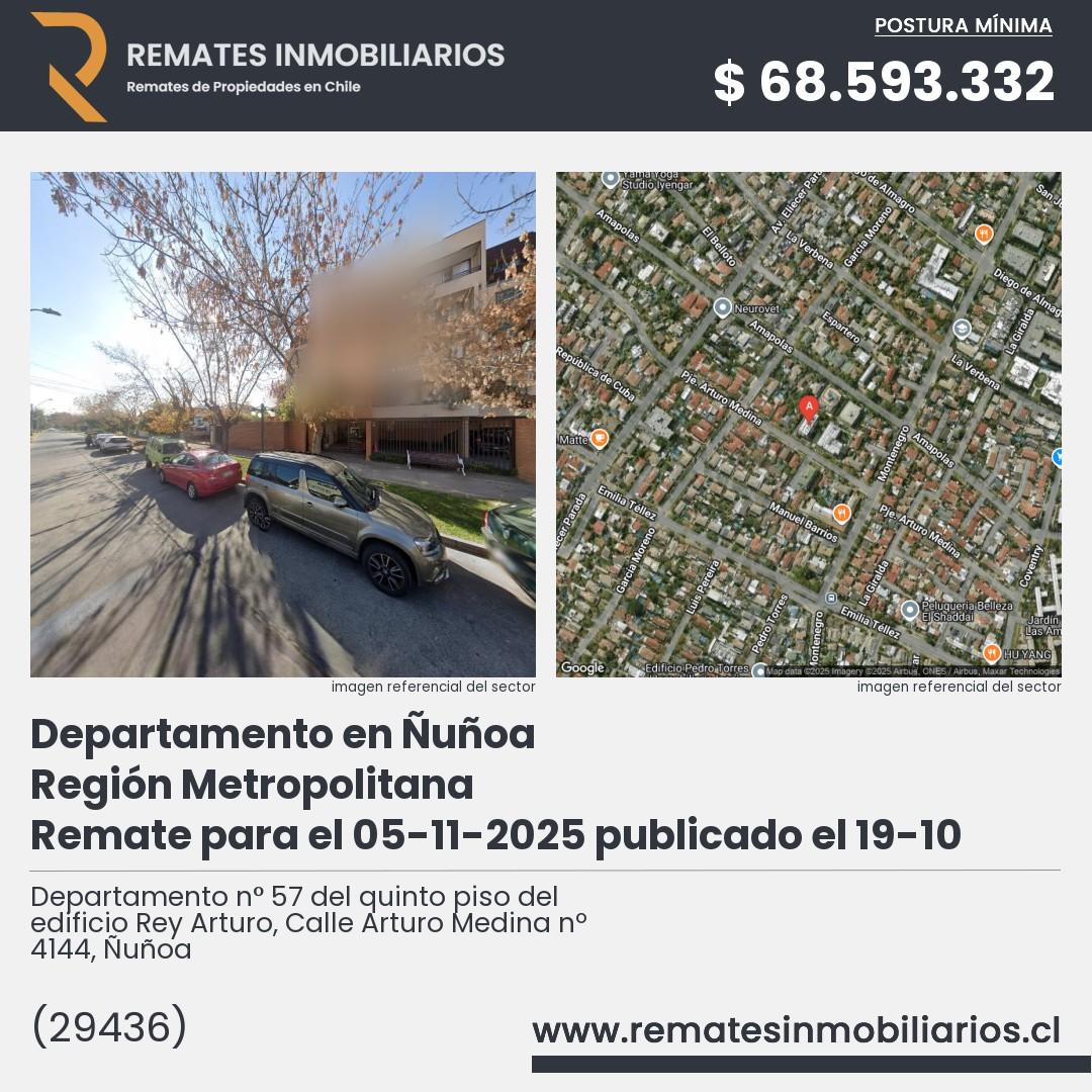 Imagen ficha Departamento n° 57 del quinto piso del edificio Rey Arturo, Calle Arturo Medina nº 4144, Ñuñoa