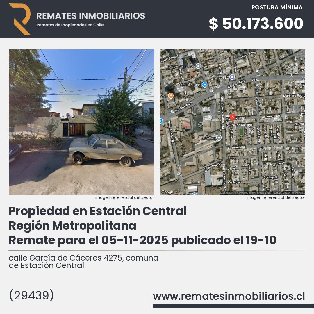 Imagen ficha calle García de Cáceres 4275, comuna de Estación Central