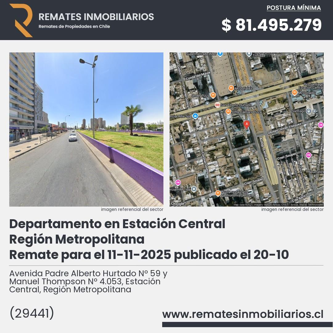 Imagen ficha Avenida Padre Alberto Hurtado Nº 59 y Manuel Thompson Nº 4.053, Estación Central, Región Metropolitana
