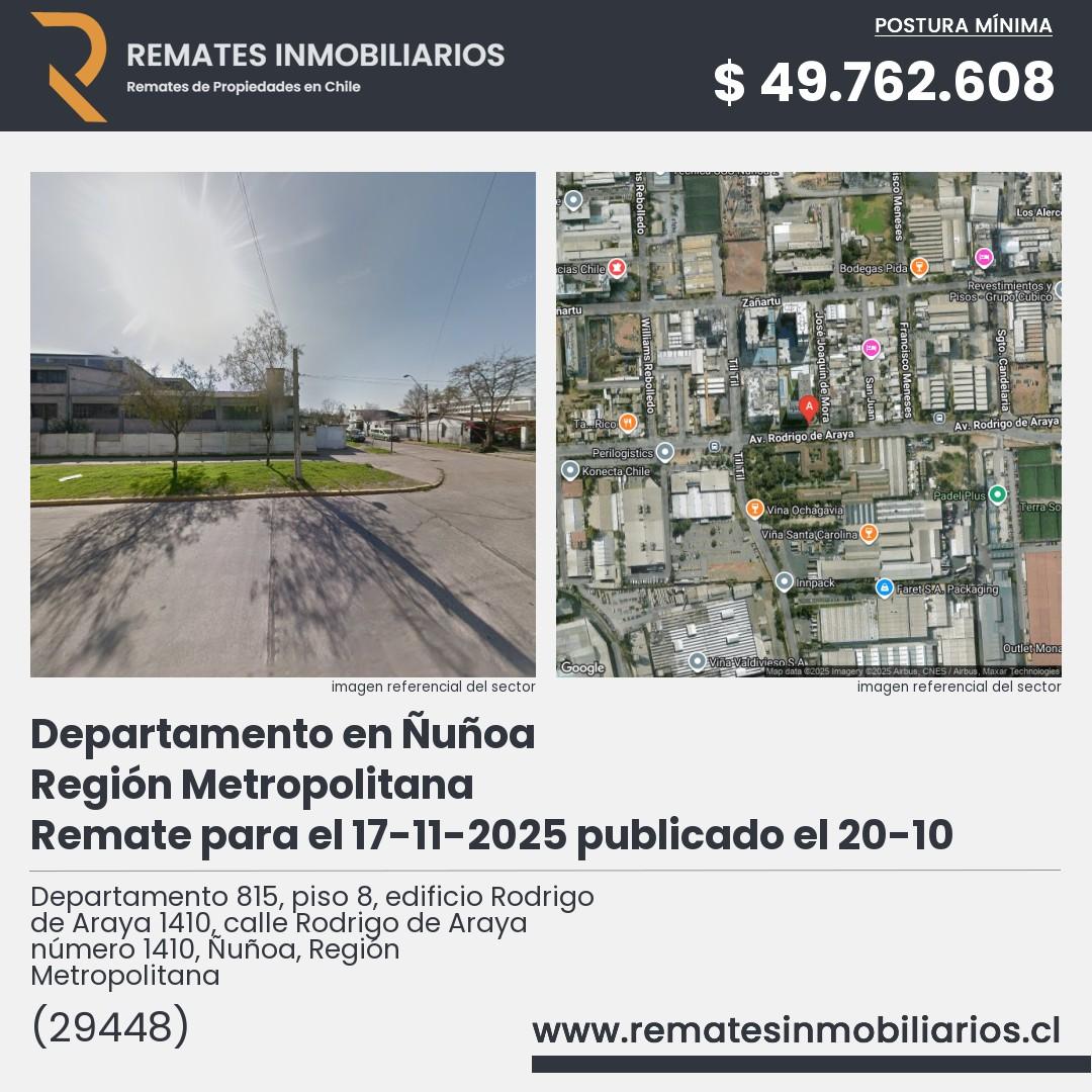 Imagen ficha Departamento 815, piso 8, edificio Rodrigo de Araya 1410, calle Rodrigo de Araya número 1410, Ñuñoa, Región Metropolitana