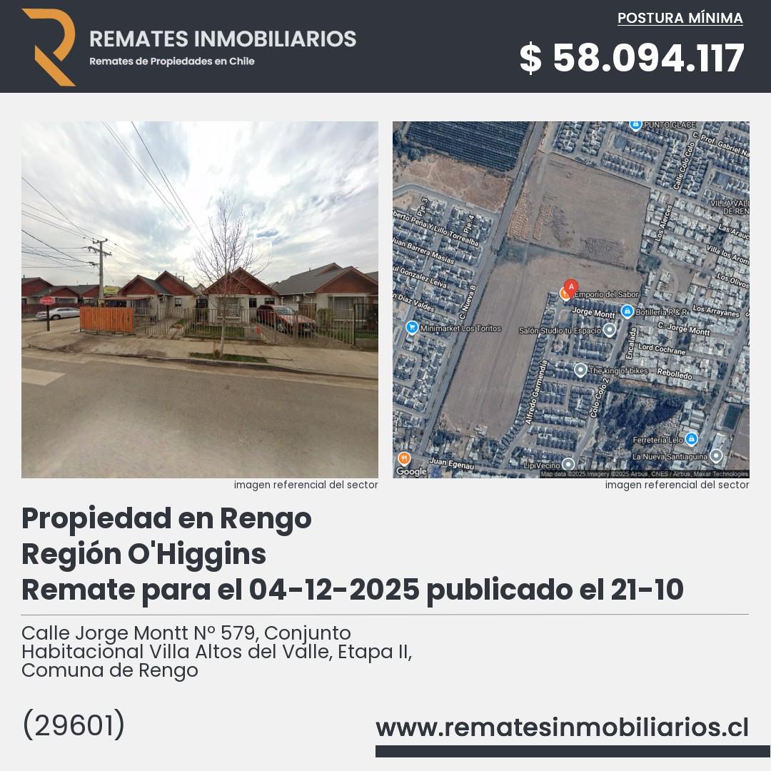 Imagen ficha Calle Jorge Montt Nº 579, Conjunto Habitacional Villa Altos del Valle, Etapa II, Comuna de Rengo