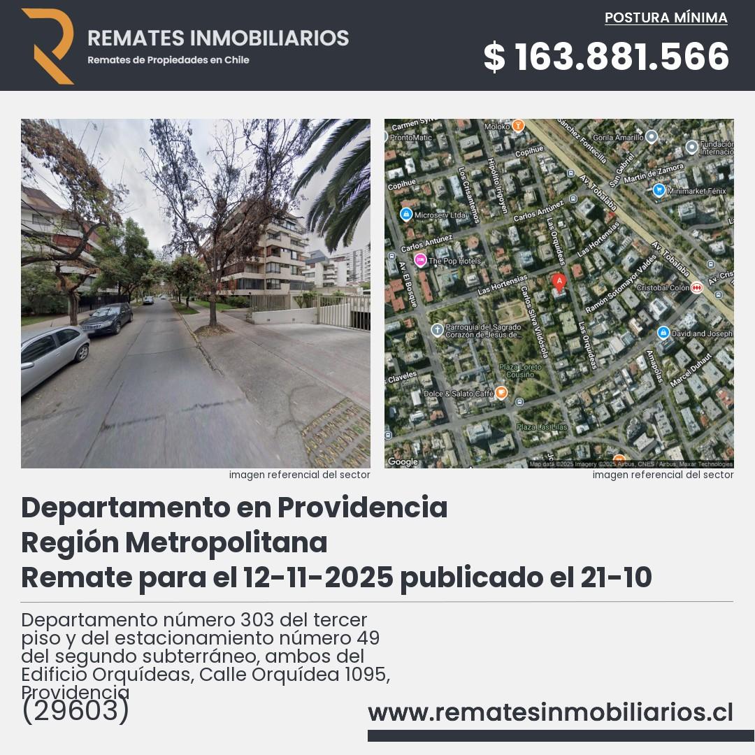 Imagen ficha Departamento número 303 del tercer piso y del estacionamiento número 49 del segundo subterráneo, ambos del Edificio Orquídeas, Calle Orquídea 1095, Providencia