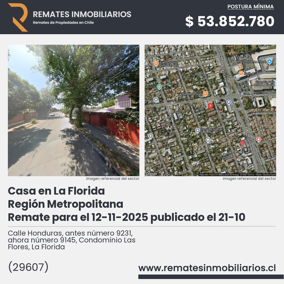 Imagen ficha Calle Honduras, antes número 9231, ahora número 9145, Condominio Las Flores, La Florida