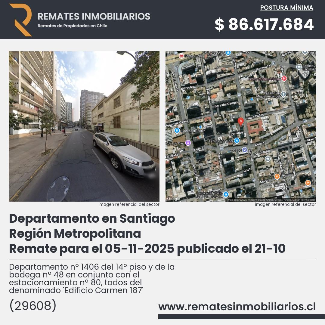 Imagen ficha Departamento nº 1406 del 14º piso y de la bodega nº 48 en conjunto con el estacionamiento nº 80, todos del denominado 