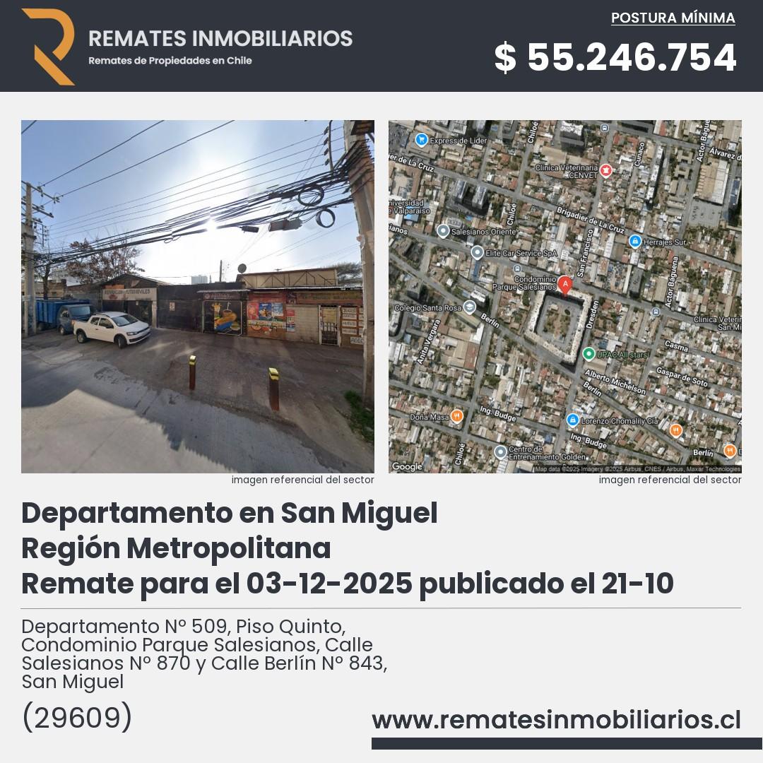 Imagen ficha Departamento Nº 509, Piso Quinto, Condominio Parque Salesianos, Calle Salesianos Nº 870 y Calle Berlín Nº 843, San Miguel