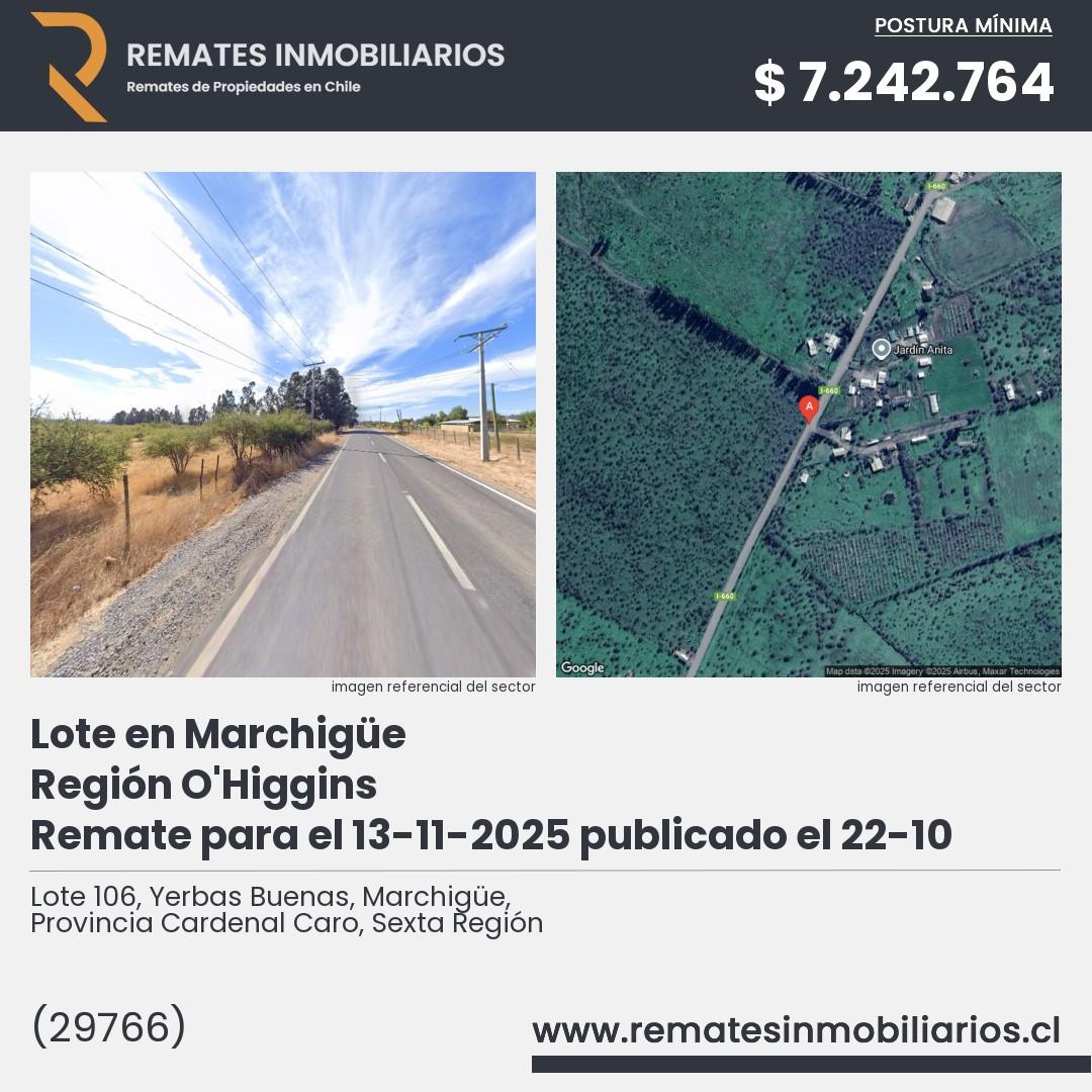 Imagen ficha Lote 106, Yerbas Buenas, Marchigüe, Provincia Cardenal Caro, Sexta Región