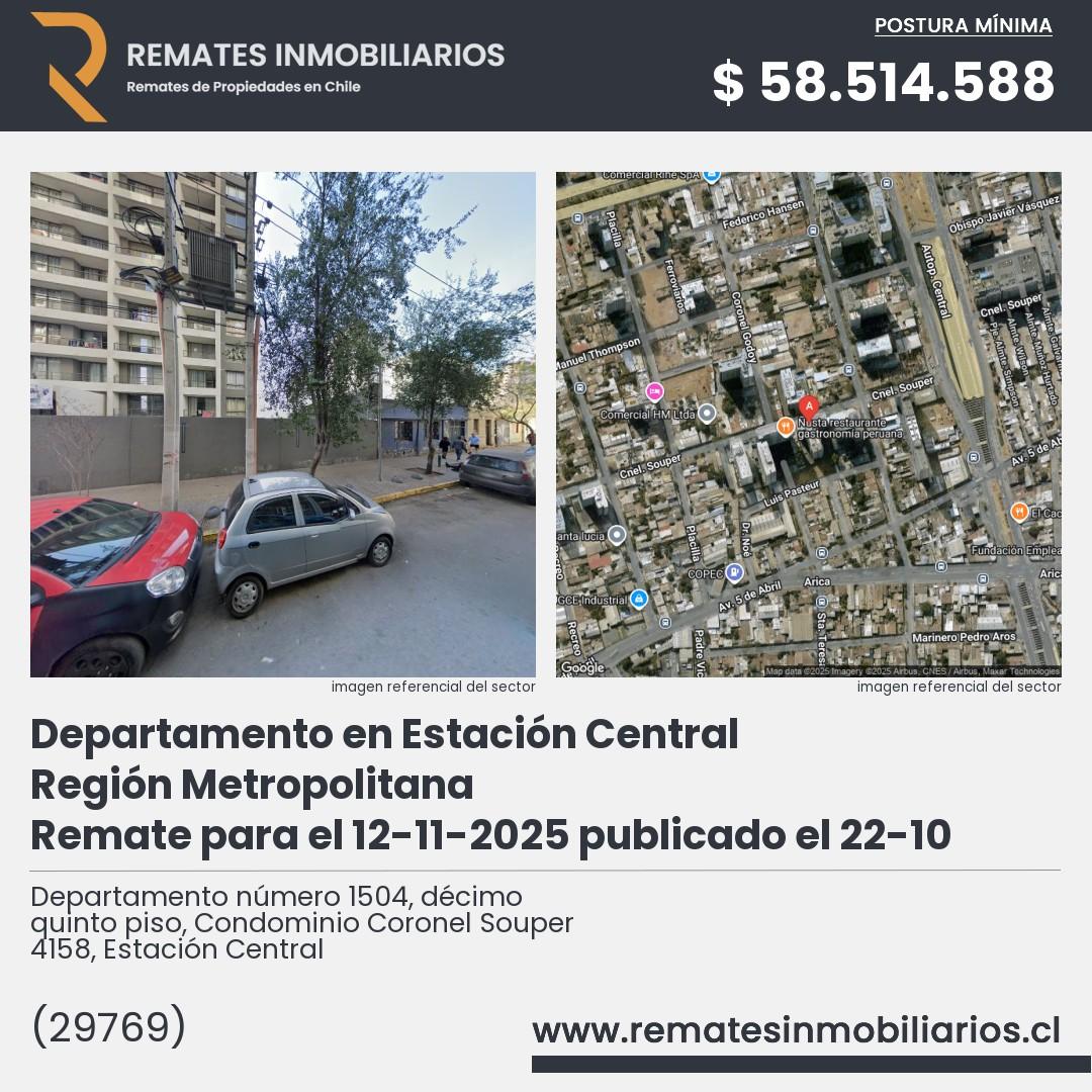 Imagen ficha Departamento número 1504, décimo quinto piso, Condominio Coronel Souper 4158, Estación Central