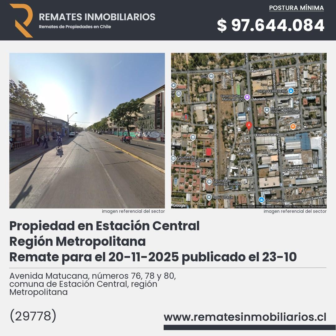 Imagen ficha Avenida Matucana, números 76, 78 y 80, comuna de Estación Central, región Metropolitana