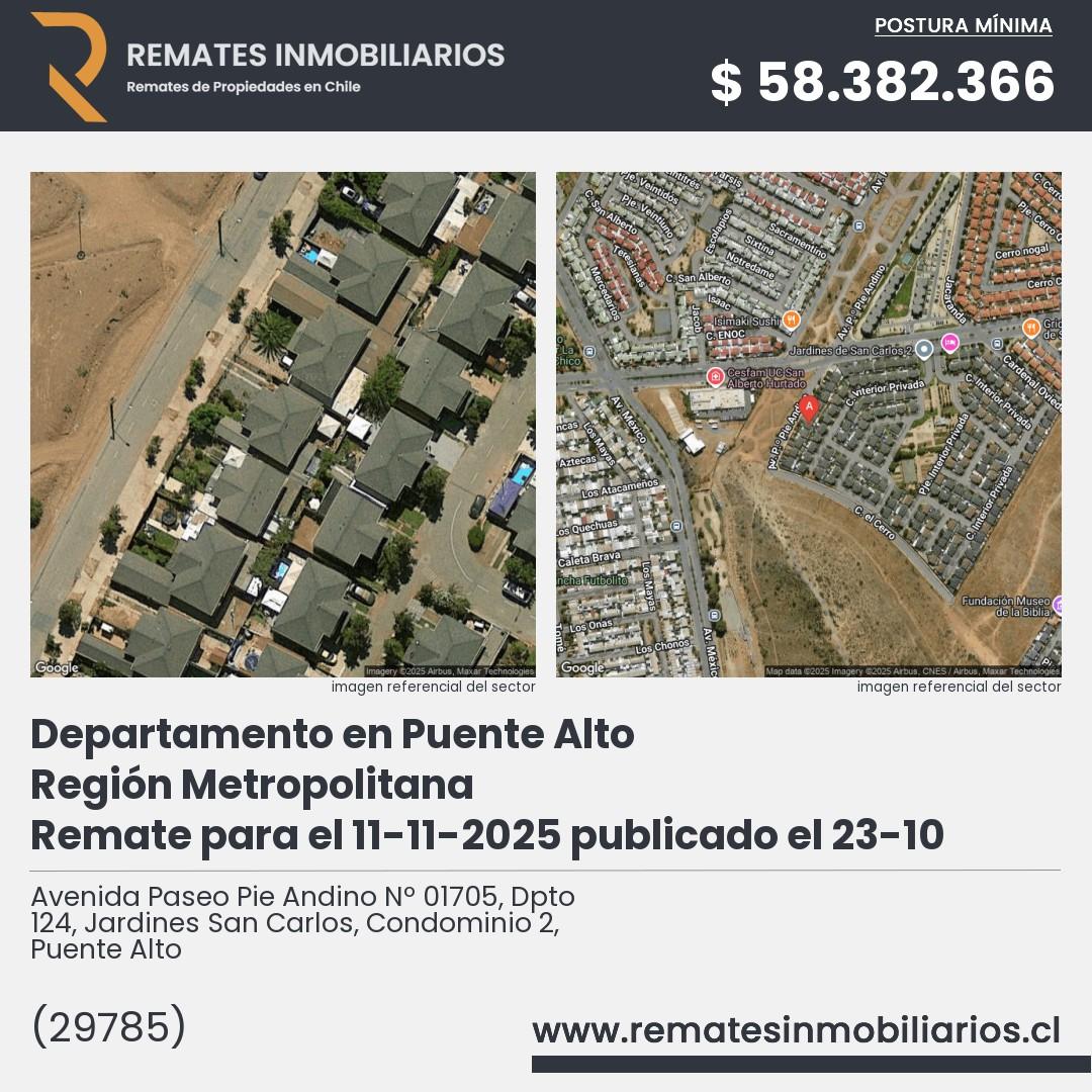 Imagen ficha Avenida Paseo Pie Andino Nº 01705, Dpto 124, Jardines San Carlos, Condominio 2, Puente Alto