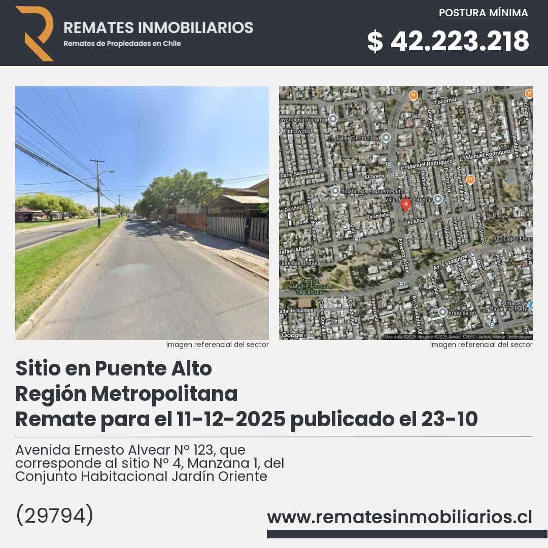 Imagen ficha Avenida Ernesto Alvear Nº 123, que corresponde al sitio Nº 4, Manzana 1, del Conjunto Habitacional Jardín Oriente