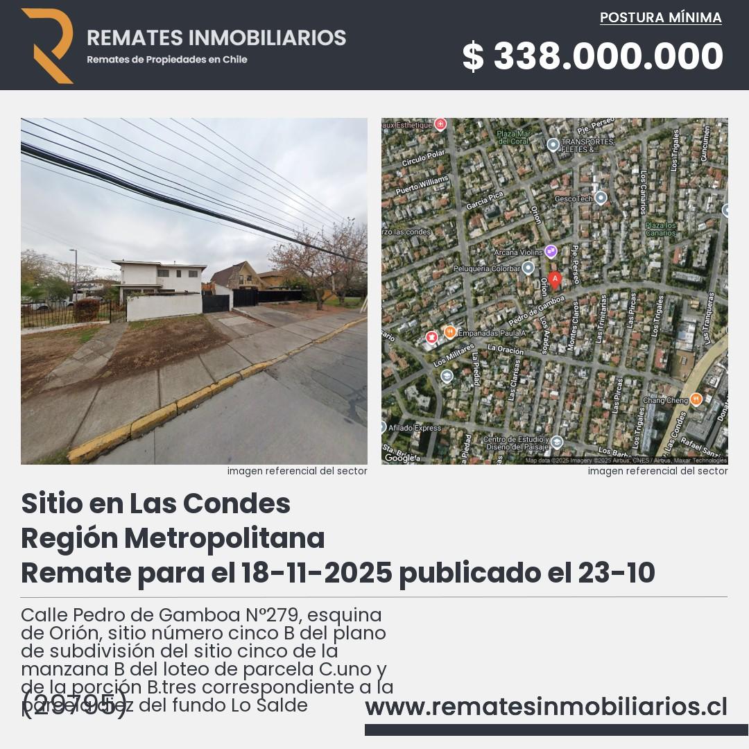 Imagen ficha Calle Pedro de Gamboa N°279, esquina de Orión, sitio número cinco B del plano de subdivisión del sitio cinco de la manzana B del loteo de parcela C.uno y de la porción B.tres correspondiente a la parcela diez del fundo Lo Salde