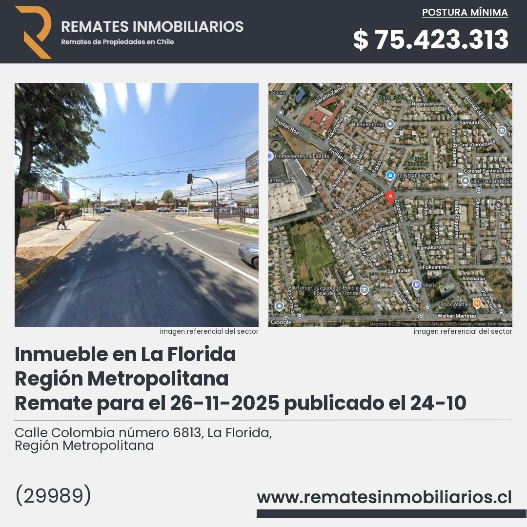 Imagen ficha Calle Colombia número 6813, La Florida, Región Metropolitana