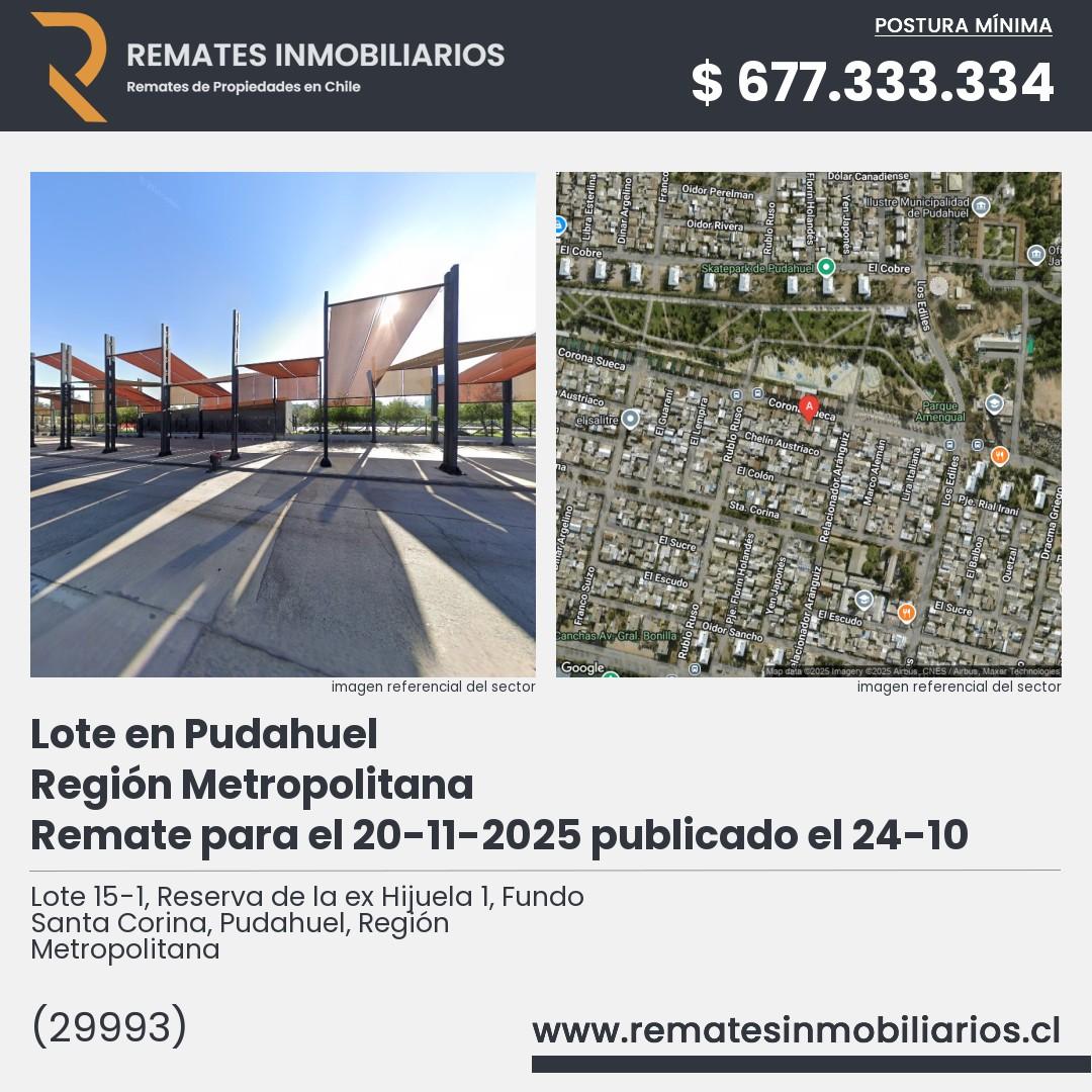 Imagen ficha Lote 15-1, Reserva de la ex Hijuela 1, Fundo Santa Corina, Pudahuel, Región Metropolitana