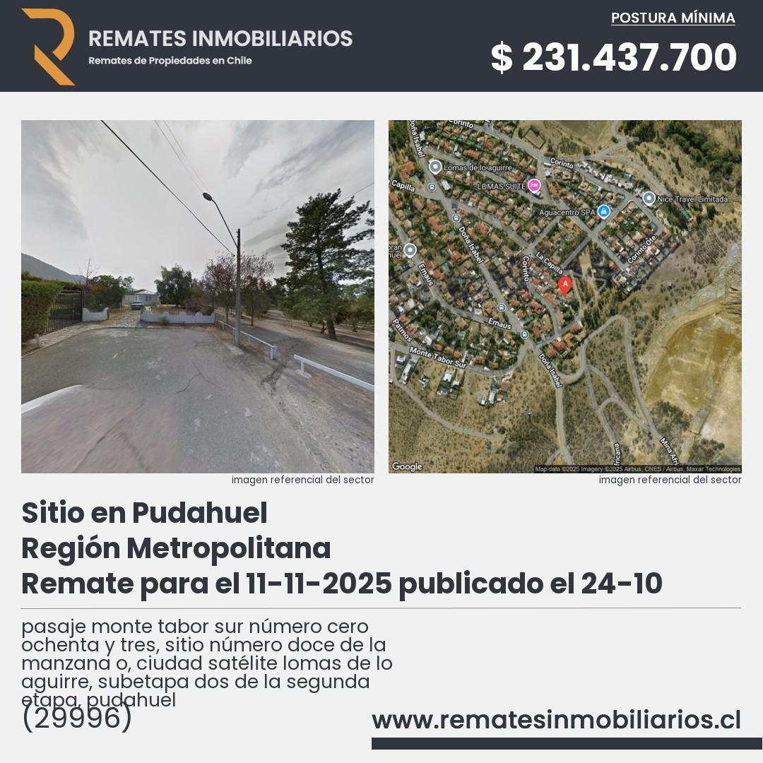 Imagen ficha pasaje monte tabor sur número cero ochenta y tres, sitio número doce de la manzana o, ciudad satélite lomas de lo aguirre, subetapa dos de la segunda etapa, pudahuel