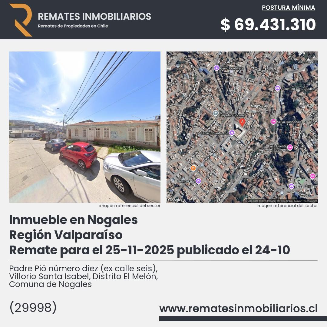 Imagen ficha Padre Pió número diez (ex calle seis), Villorio Santa Isabel, Distrito El Melón, Comuna de Nogales