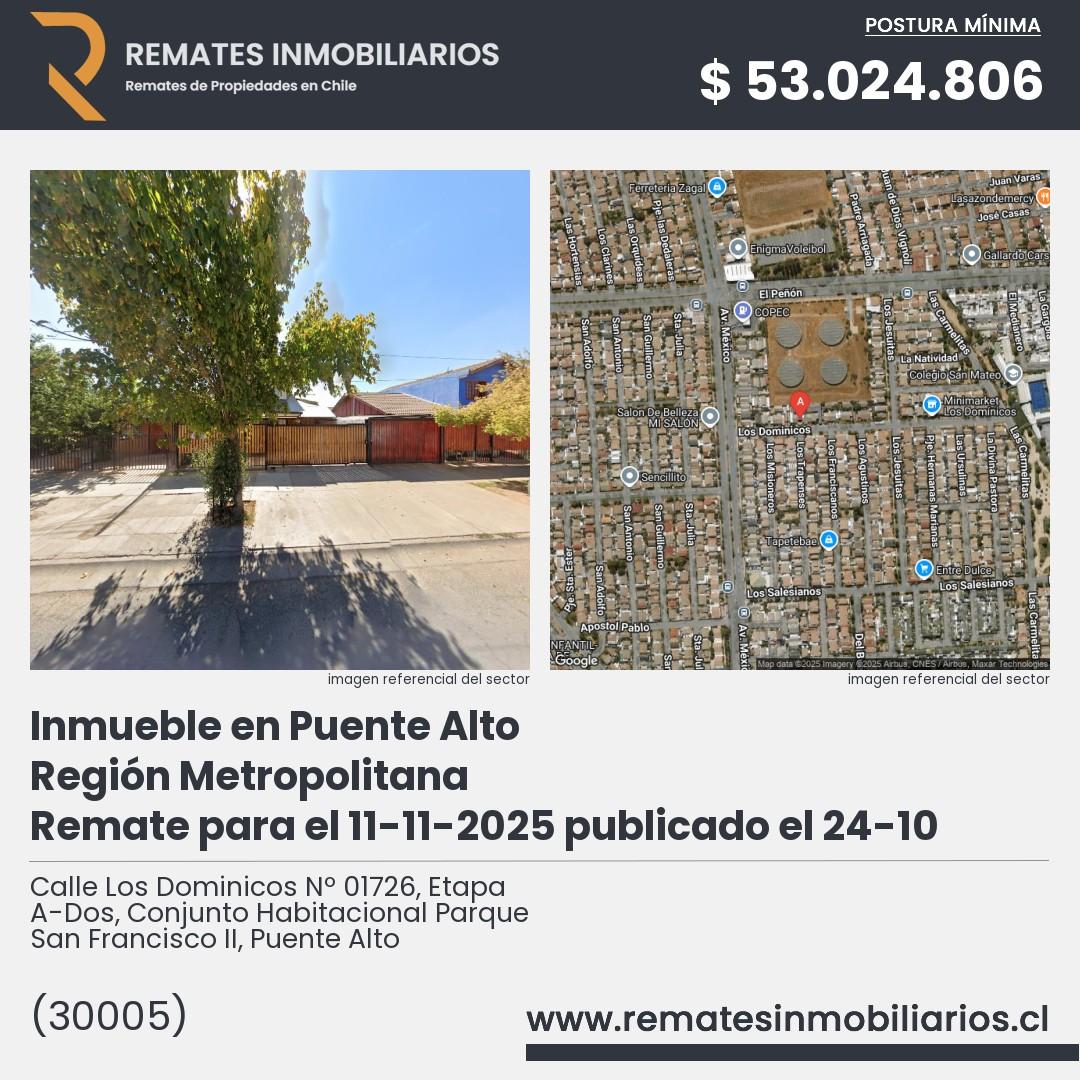 Imagen ficha Calle Los Dominicos Nº 01726, Etapa A-Dos, Conjunto Habitacional Parque San Francisco II, Puente Alto