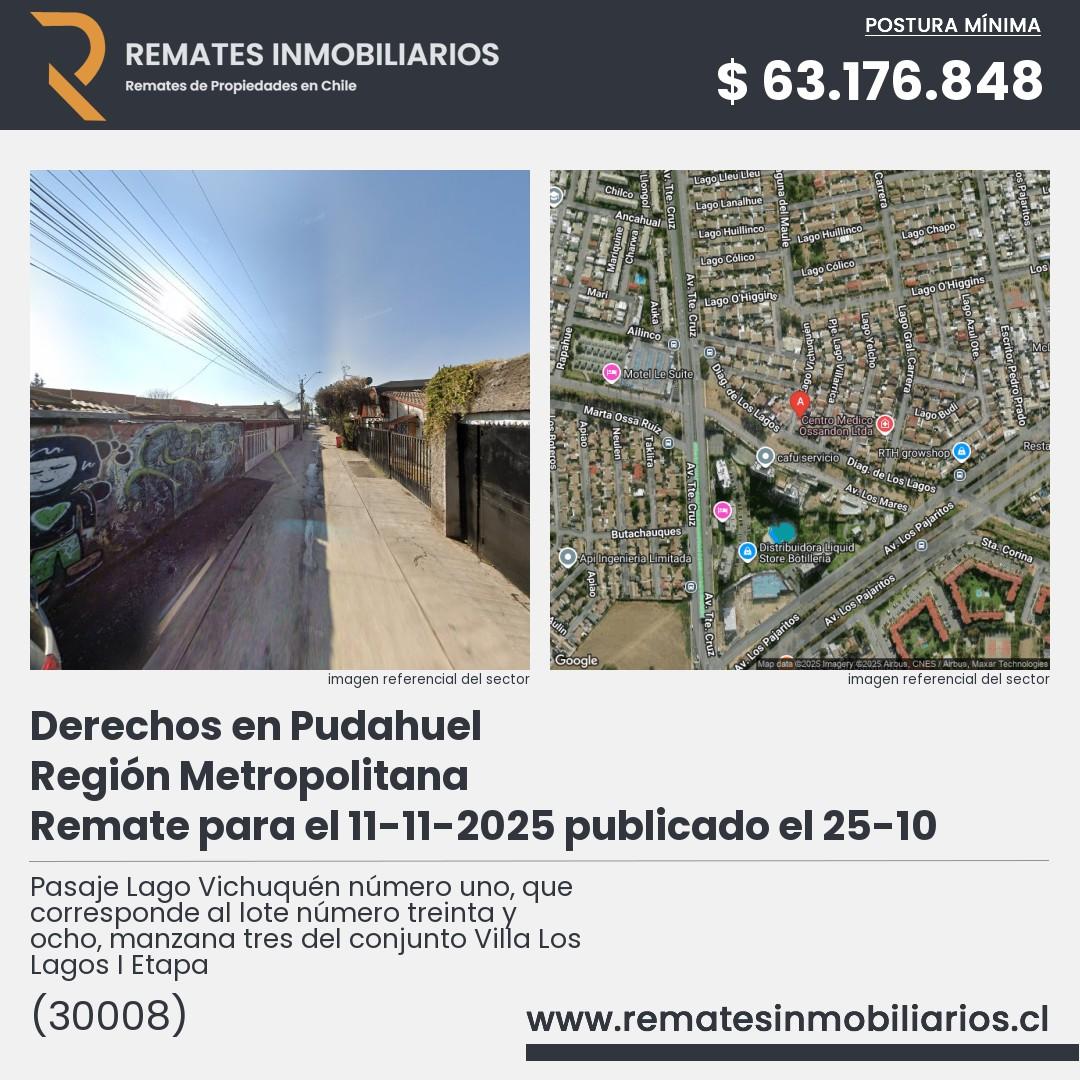 Imagen ficha Pasaje Lago Vichuquén número uno, que corresponde al lote número treinta y ocho, manzana tres del conjunto Villa Los Lagos I Etapa