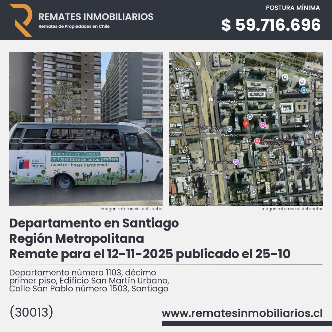 Imagen ficha Departamento número 1103, décimo primer piso, Edificio San Martín Urbano, Calle San Pablo número 1503, Santiago