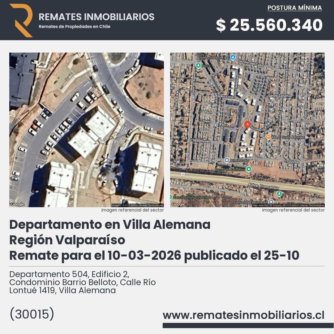 Imagen ficha Departamento 504, Edificio 2, Condominio Barrio Belloto, Calle Río Lontué 1419, Villa Alemana