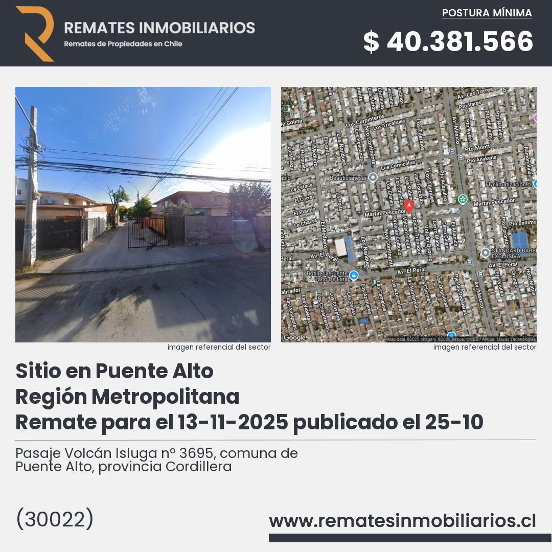 Imagen ficha Pasaje Volcán Isluga nº 3695, comuna de Puente Alto, provincia Cordillera