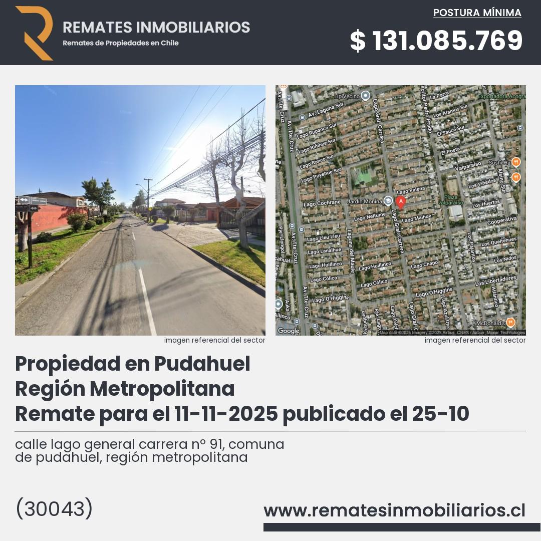 Imagen ficha calle lago general carrera nº 91, comuna de pudahuel, región metropolitana