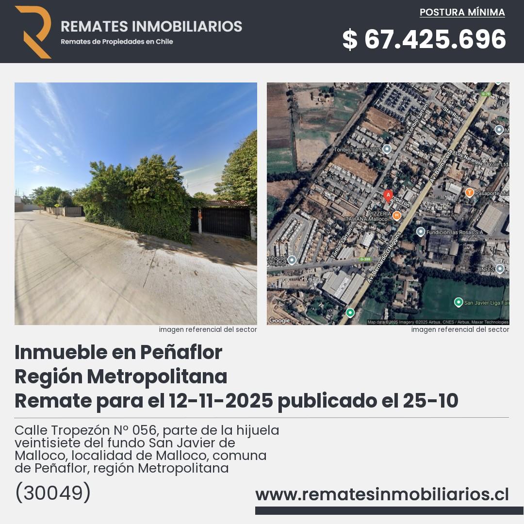 Imagen ficha Calle Tropezón Nº 056, parte de la hijuela veintisiete del fundo San Javier de Malloco, localidad de Malloco, comuna de Peñaflor, región Metropolitana