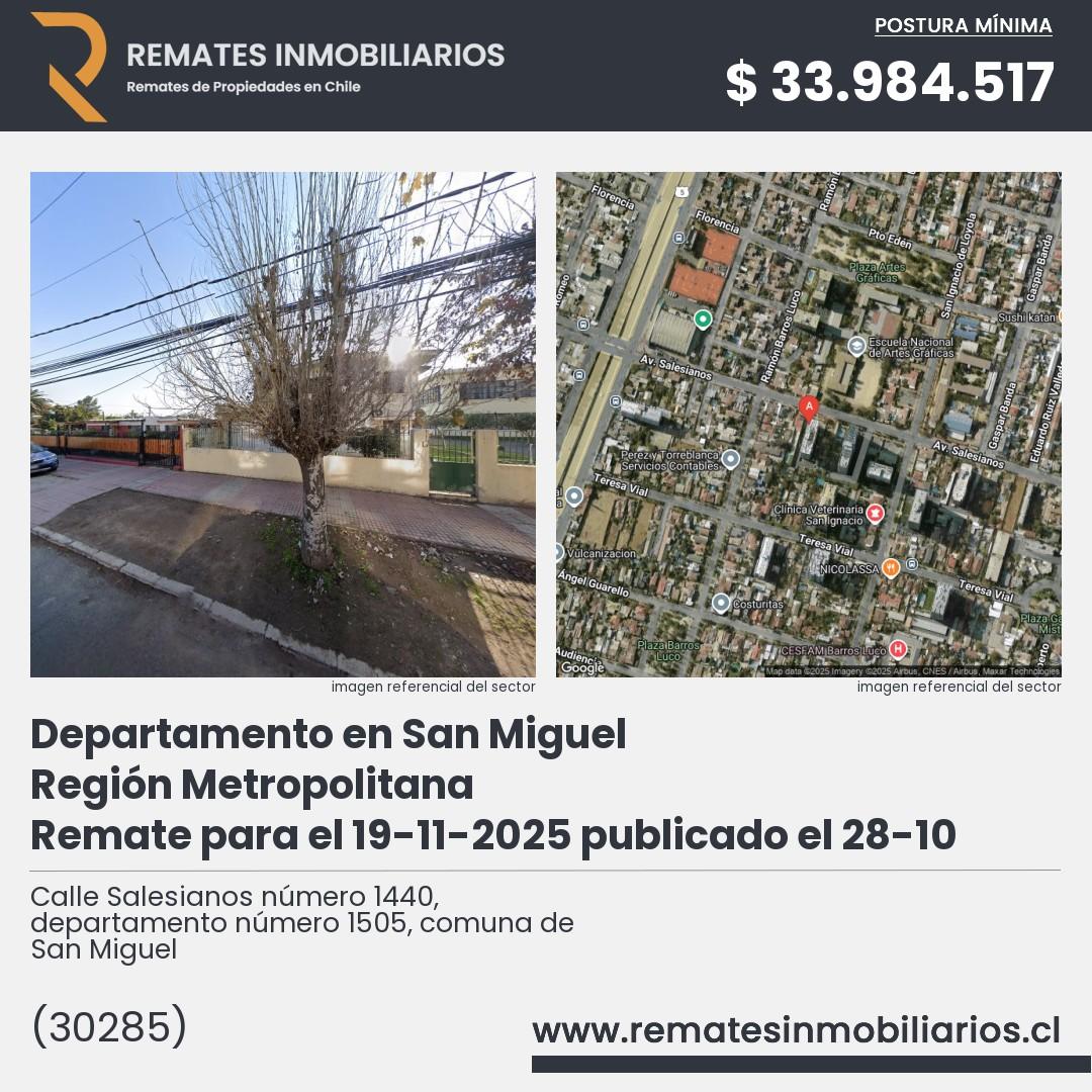 Imagen ficha Calle Salesianos número 1440, departamento número 1505, comuna de San Miguel