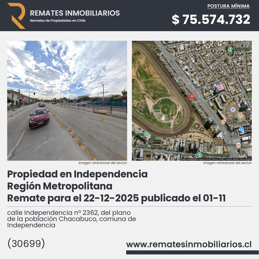 Imagen ficha calle Independencia nº 2362, del plano de la población Chacabuco, comuna de Independencia