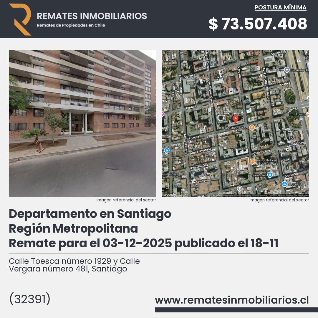 Imagen ficha Calle Toesca número 1929 y Calle Vergara número 481, Santiago