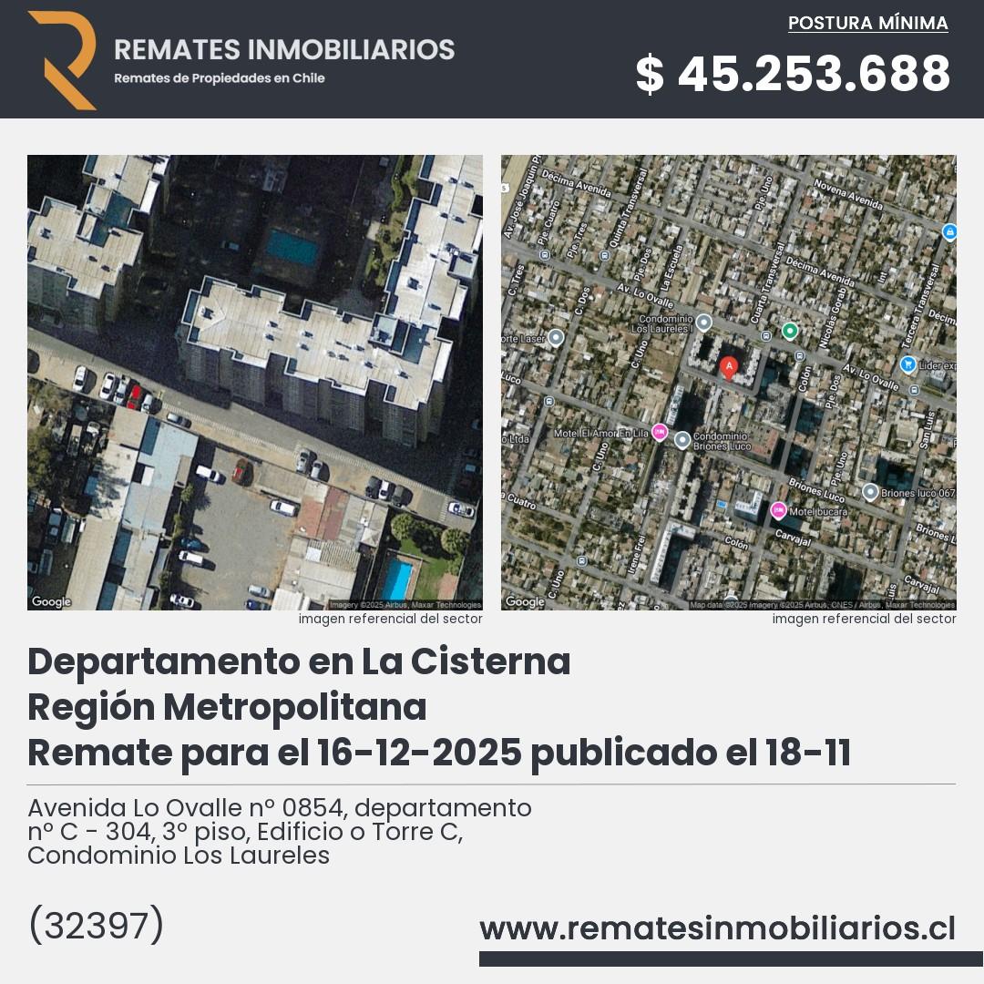 Imagen ficha Avenida Lo Ovalle nº 0854, departamento nº C - 304, 3º piso, Edificio o Torre C, Condominio Los Laureles