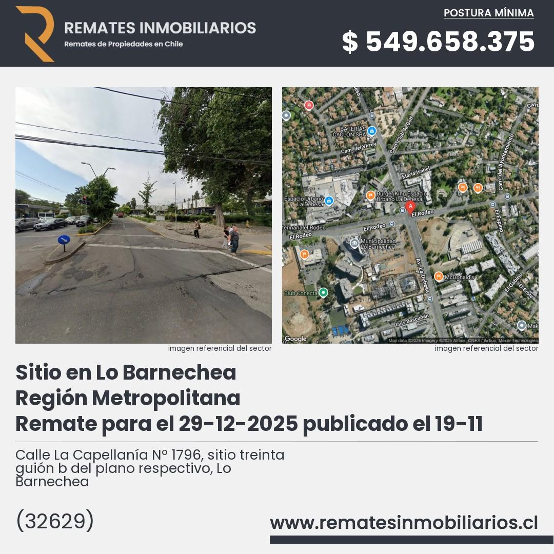 Imagen ficha Calle La Capellanía Nº 1796, sitio treinta guión b del plano respectivo, Lo Barnechea