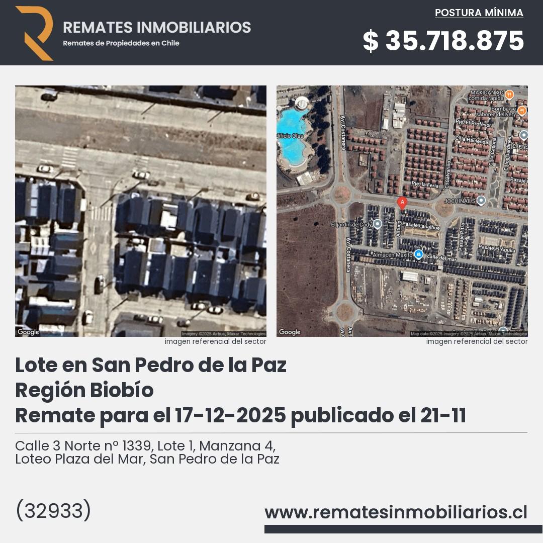 Imagen ficha Calle 3 Norte nº 1339, Lote 1, Manzana 4, Loteo Plaza del Mar, San Pedro de la Paz