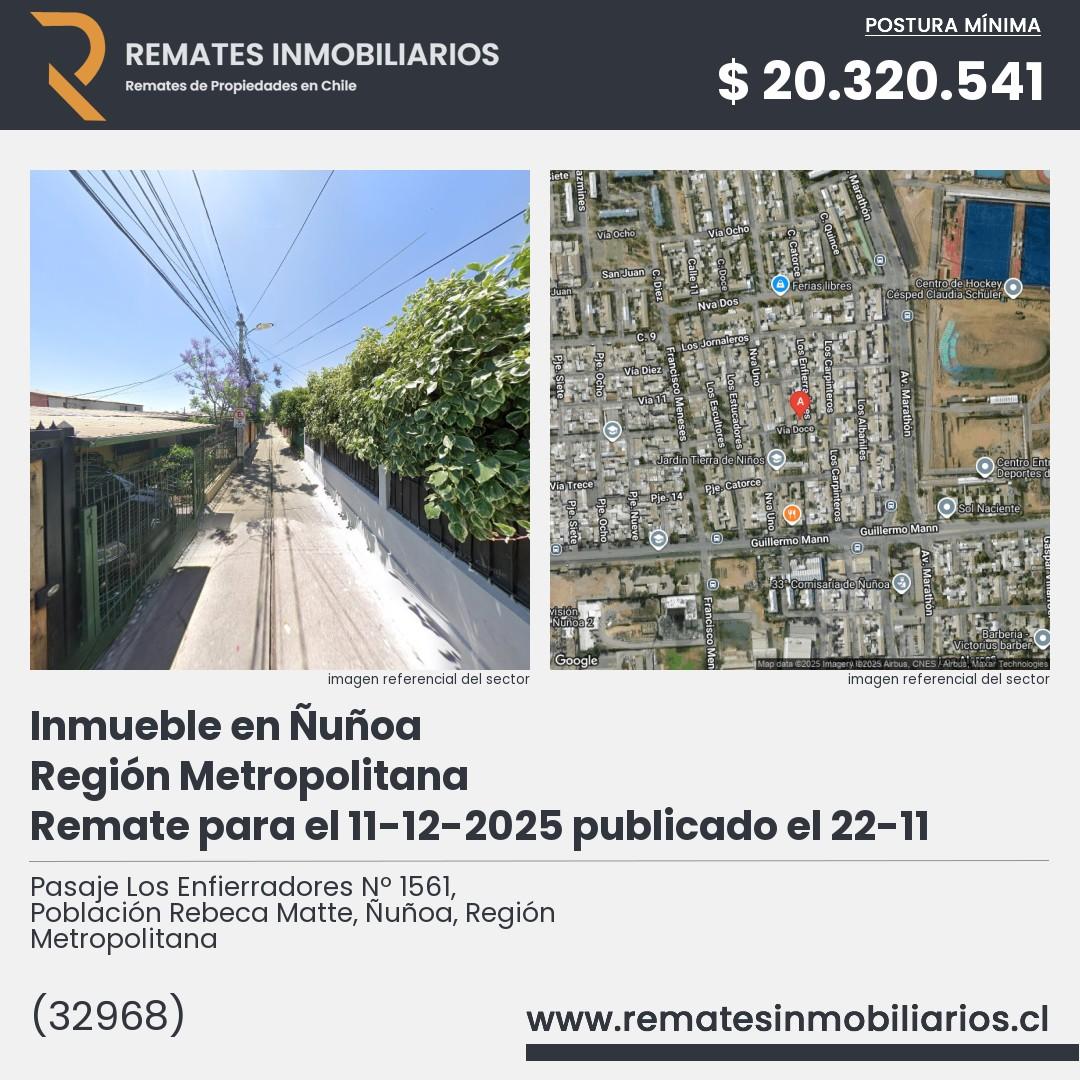 Imagen ficha Pasaje Los Enfierradores Nº 1561, Población Rebeca Matte, Ñuñoa, Región Metropolitana