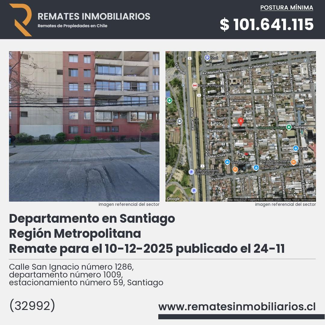 Imagen ficha Calle San Ignacio número 1286, departamento número 1009, estacionamiento número 59, Santiago