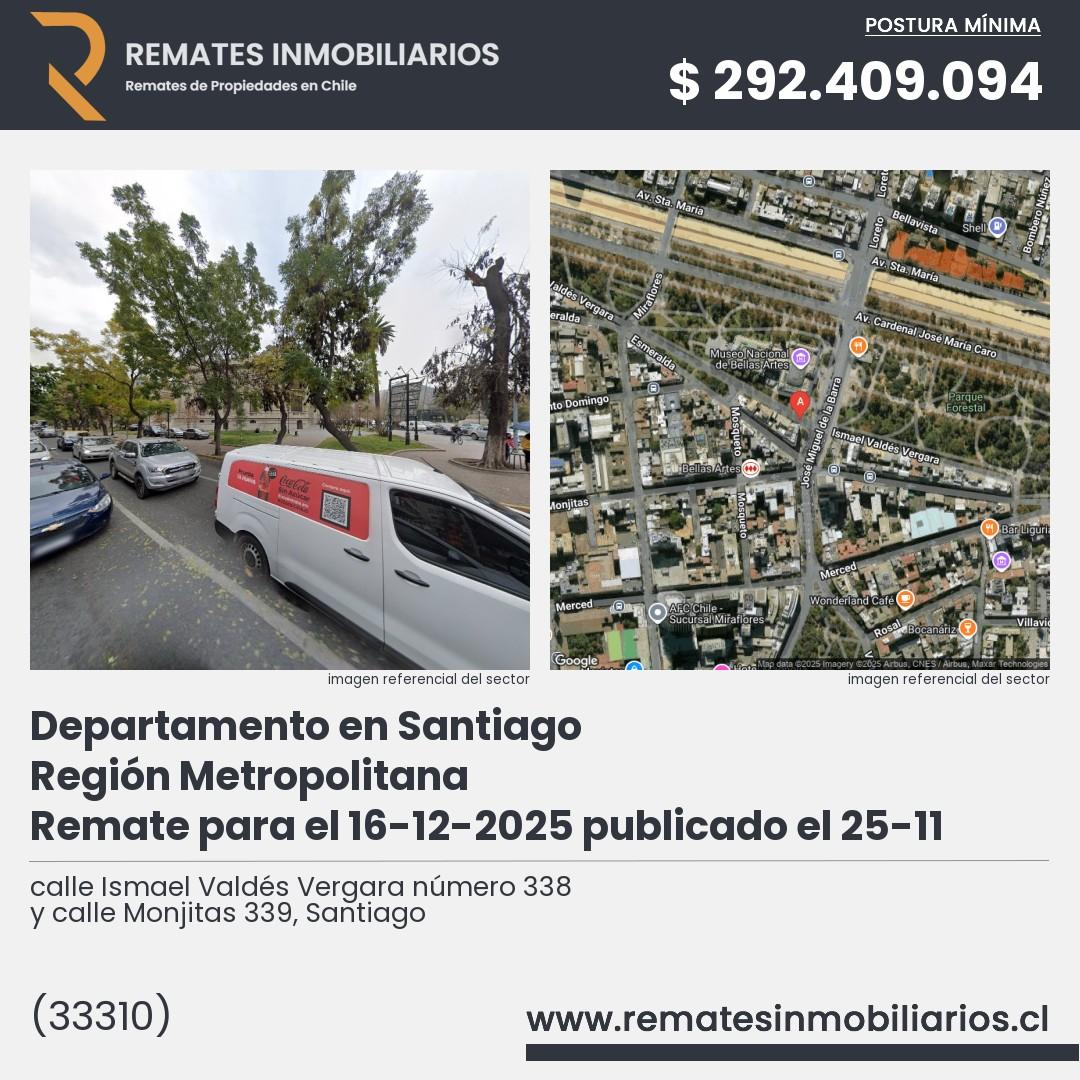 Imagen ficha calle Ismael Valdés Vergara número 338 y calle Monjitas 339, Santiago