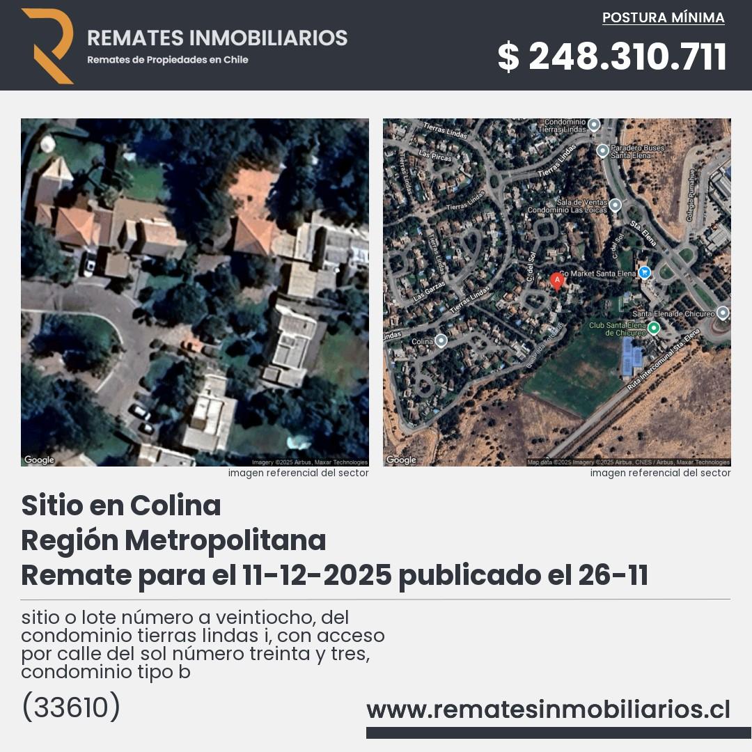 Imagen ficha sitio o lote número a veintiocho, del condominio tierras lindas i, con acceso por calle del sol número treinta y tres, condominio tipo b