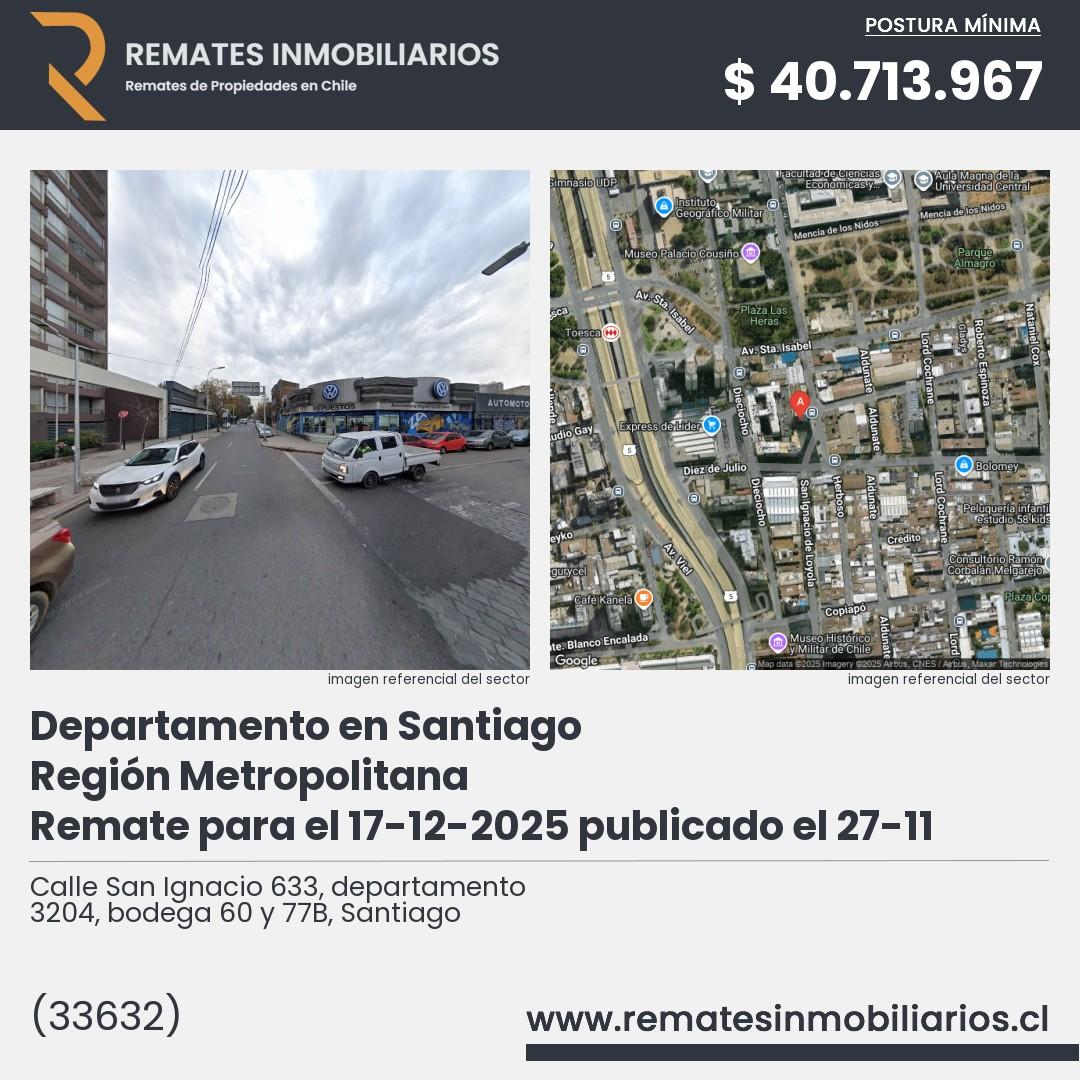 Imagen ficha Calle San Ignacio 633, departamento 3204, bodega 60 y 77B, Santiago