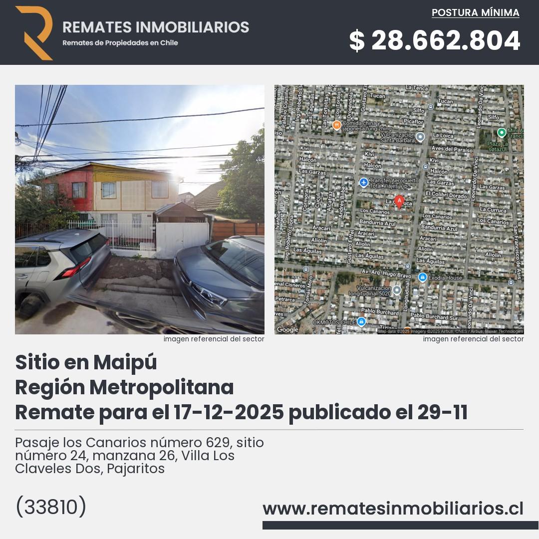 Imagen ficha Pasaje los Canarios número 629, sitio número 24, manzana 26, Villa Los Claveles Dos, Pajaritos