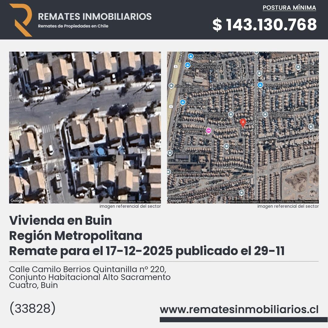 Imagen ficha Calle Camilo Berrios Quintanilla nº 220, Conjunto Habitacional Alto Sacramento Cuatro, Buin