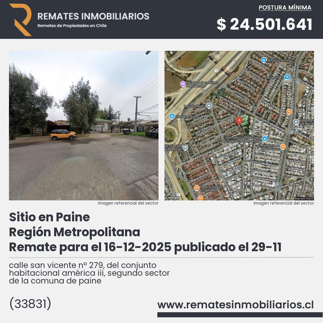 Imagen ficha calle san vicente nº 279, del conjunto habitacional américa iii, segundo sector de la comuna de paine