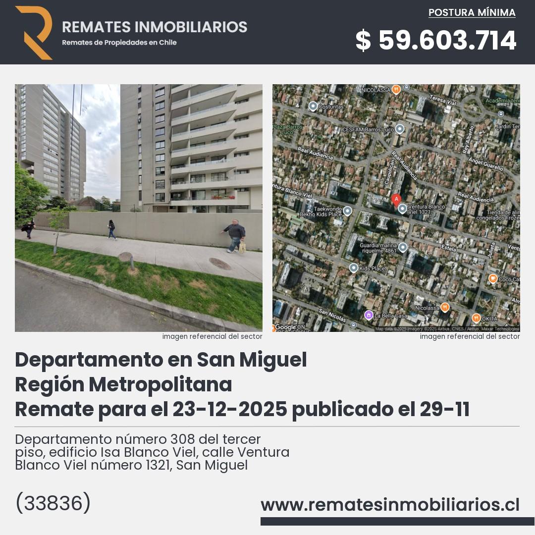 Imagen ficha Departamento número 308 del tercer piso, edificio Isa Blanco Viel, calle Ventura Blanco Viel número 1321, San Miguel